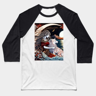 Nighttime by the Lake with a Feline Friend Baseball T-Shirt